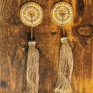 Handmade Gold and Bronze Burlesque Pasties with Tassels & Spinners